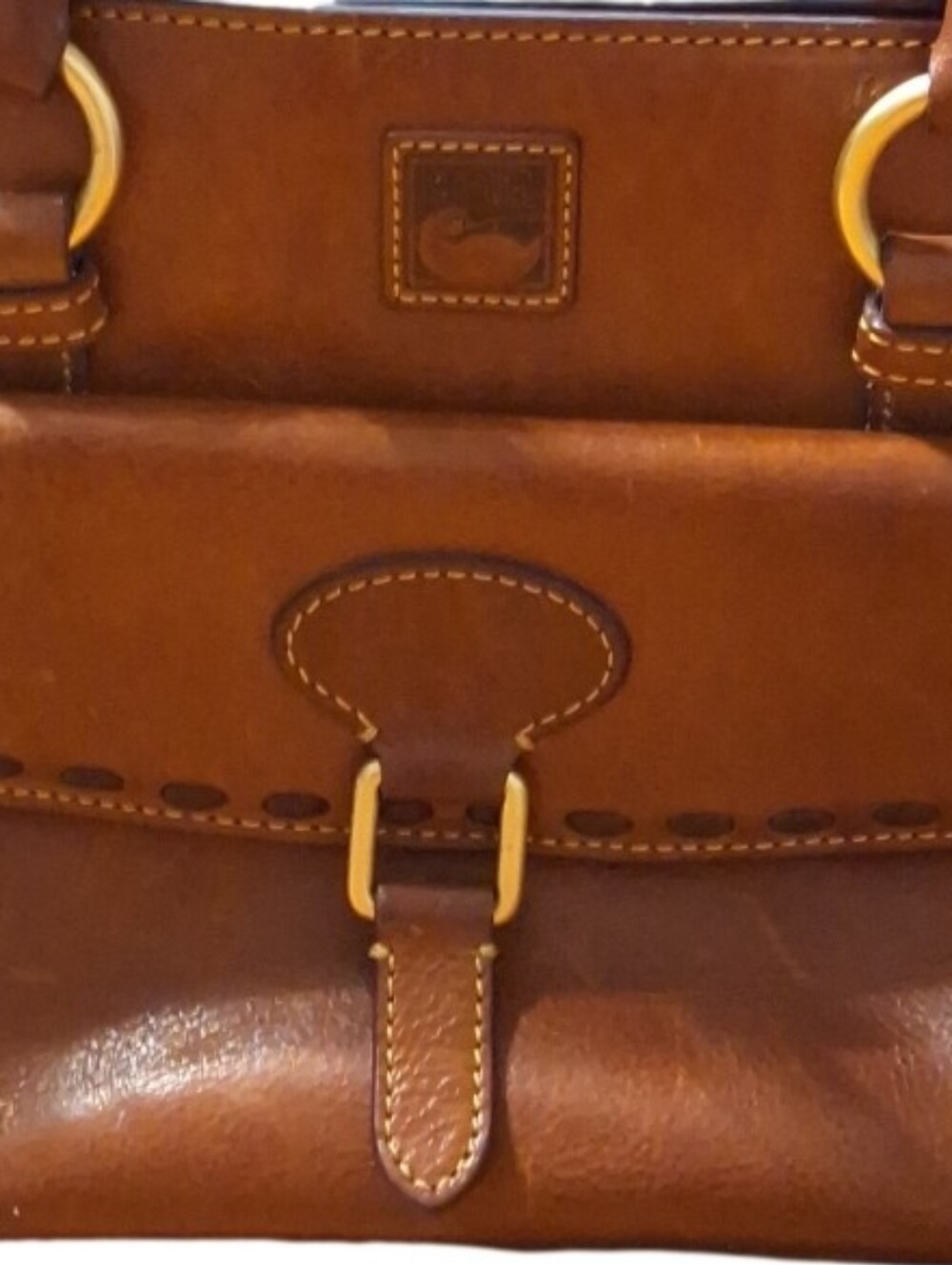Vintage Authentic Dooney & Bourke Cognac Leather Satchel with Tassels - Picture 2 of 11